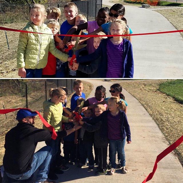 Excited kids cut the ribbon to open a new section of the Rt 152 trail in the Northland. #KCParks #trails #Northland